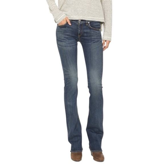 rag & bone Stiletto Boot Cut Jeans Women 31 Low Rise Bishop Blue Medium Wash Y2K - Picture 16 of 16
